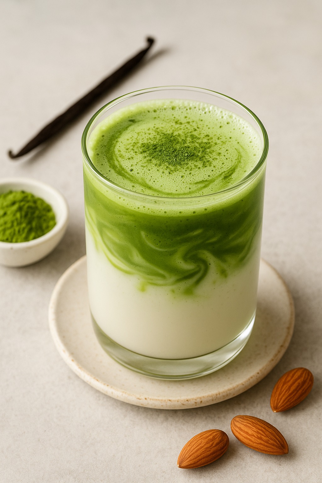 Matcha Latte con Vaniglia e Mandorle